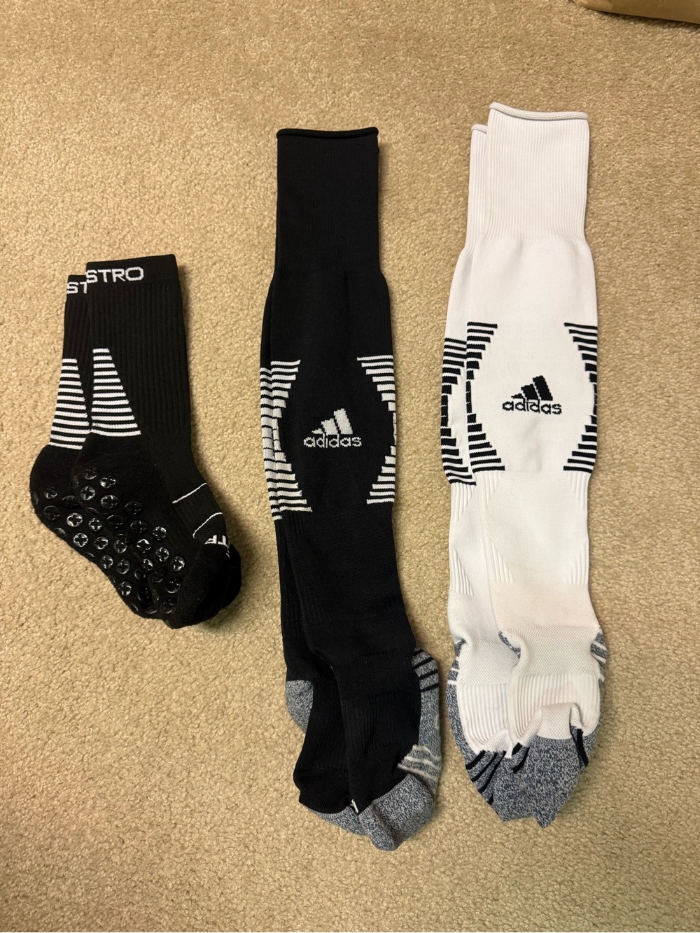 adidas Maestro Soccer Grip Socks 3 pair Set - Black & White Medium